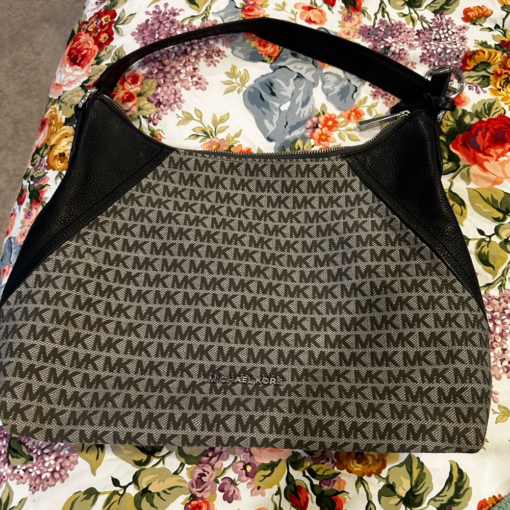 Michael Kors Monogram Black and Gray Shoulder Bag